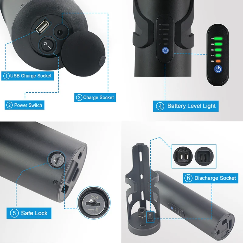 US Stock 36V 6AH Ebike Motor Lithium-ion Battery Electric Bicycle 20A BMS with Charger Outdoor U005