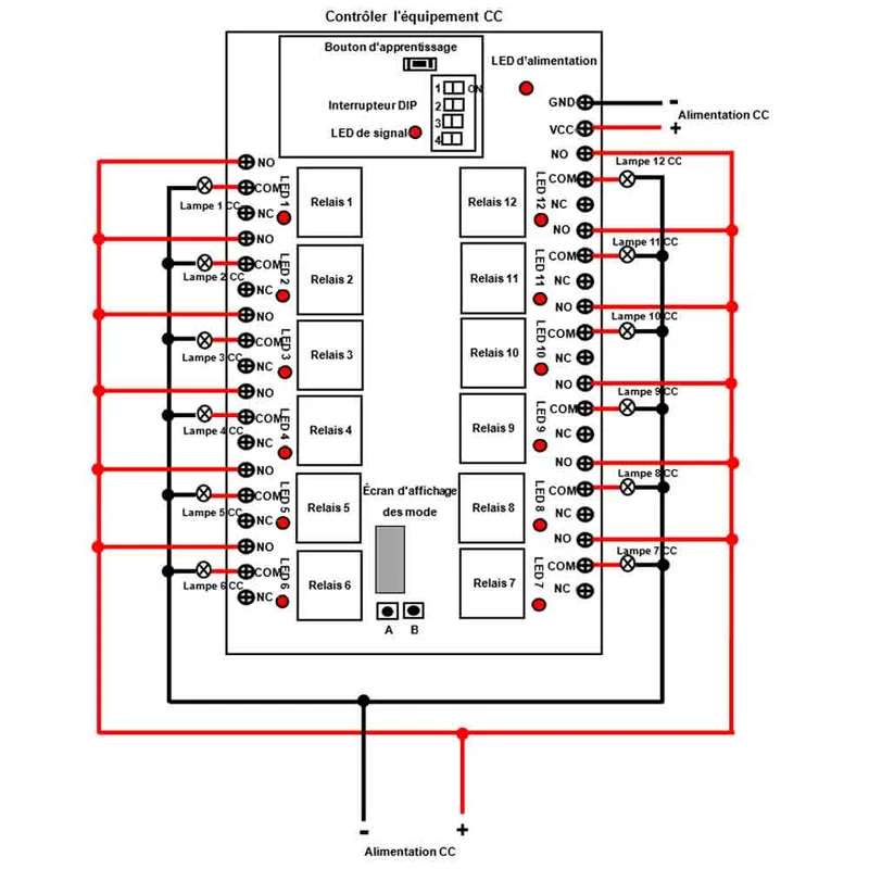 12 Voies CC 12V 24V Interrupteur Relais Sans Fil Longue Distance 5 Km (Modèle: 0020032)
