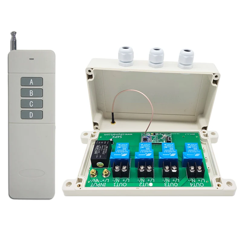 4 Voies 30A interrupteur sans fil sortie 230V avec télécommande 5km (Modèle: 0020673)