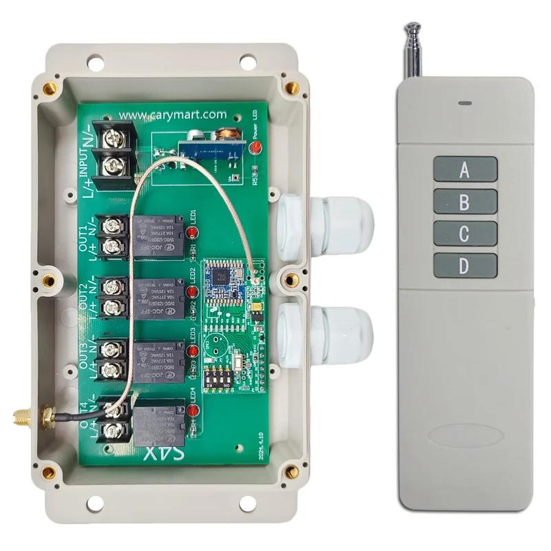 Kit interrupteur télécommande sans fil sortie CC 4 voies 10A 5km (Modèle: 0020224)