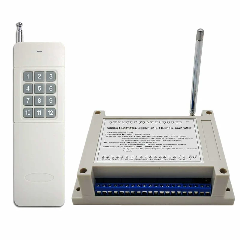 12 voies CC kit interrupteur relais sans fil avec télécommande 5km (Modèle: 0020033)