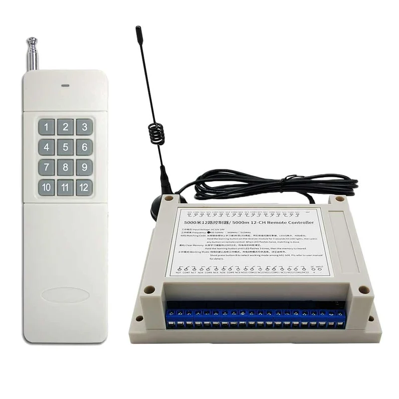 12 voies CC kit interrupteur relais sans fil avec télécommande 5km (Modèle: 0020033)