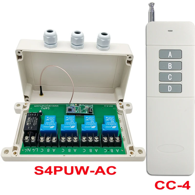 4 voies 230V 30A interrupteur relais sans fil avec télécommande 5km (Modèle: 0020111)