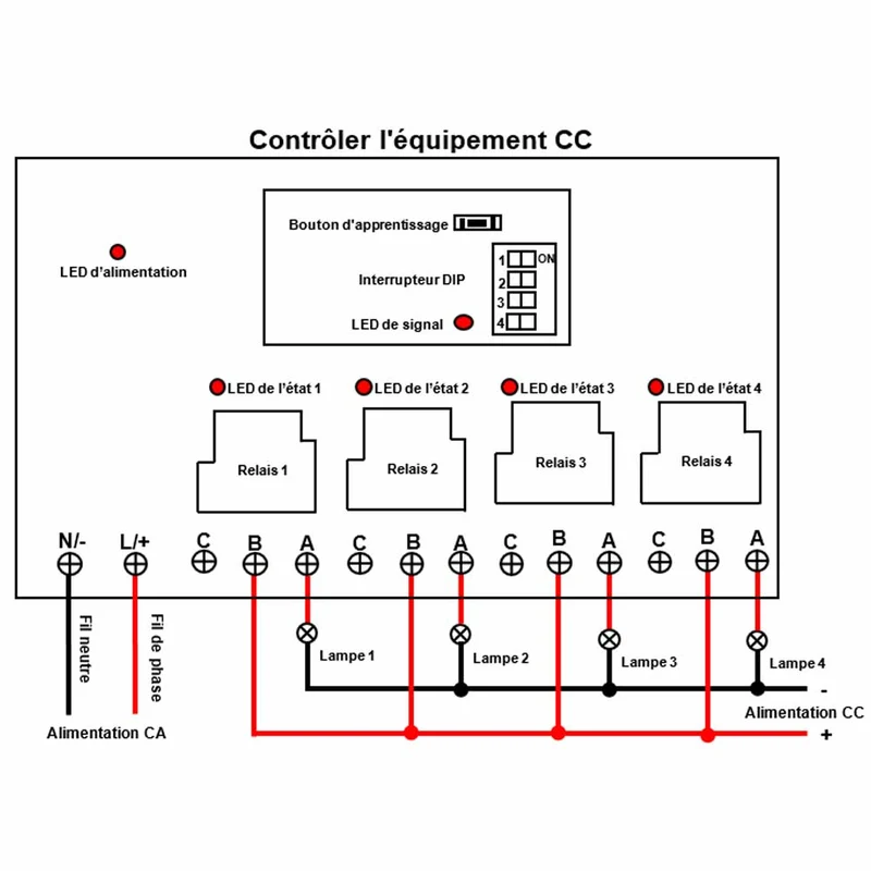 4 voies 230V 30A interrupteur relais sans fil avec télécommande 5km (Modèle: 0020111)