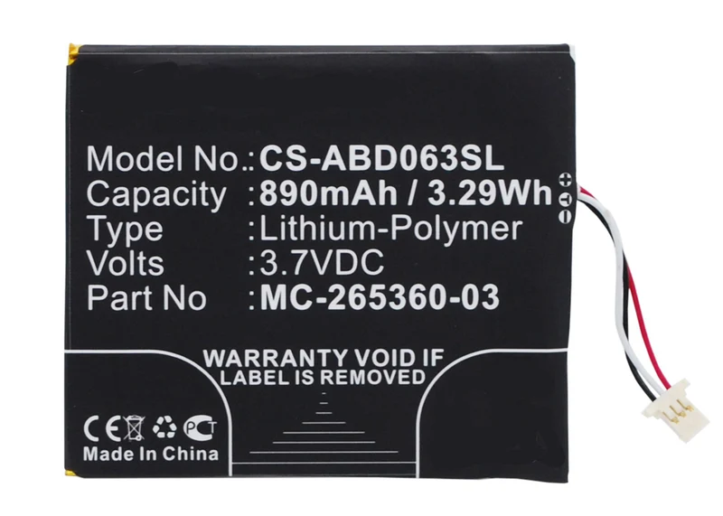 3.7V 890mAh E-book E-reader Battery for kindle 499 558 7th Generation Kindle 8 Kindle X SY69JL WP63GW Li-Polymer