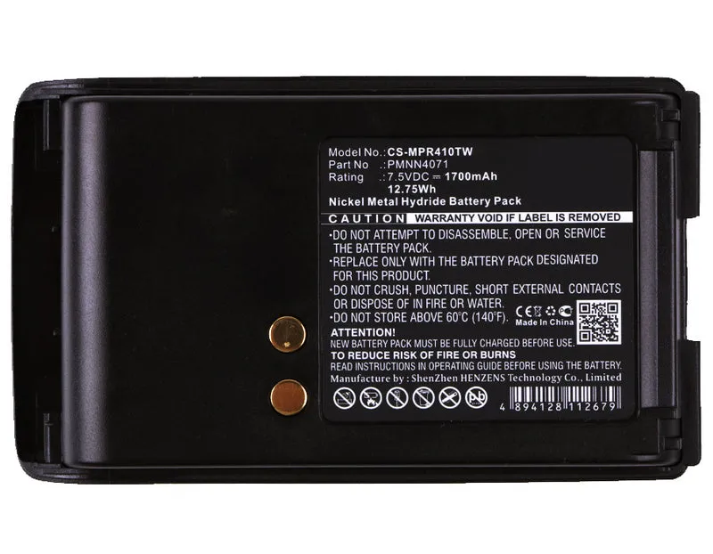 7.5V 1700mAh Two-Way Radio Battery for A6 A8 BPR40 Mag One BPR40 Ni-MH