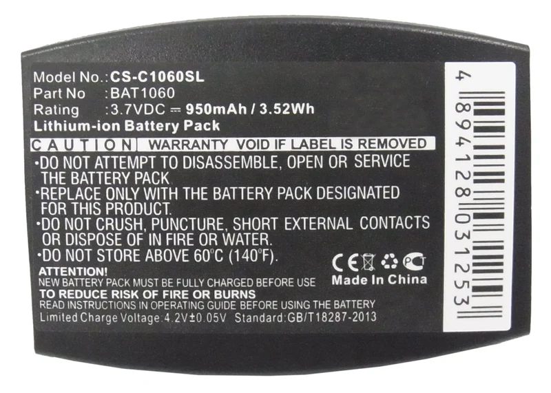 3.7V 950mAh Wireless Headset battery for C1060 C1060 Wireless Intercom RF1060 T-1 T-1 drive-thru headsets XT-1 Li-ion