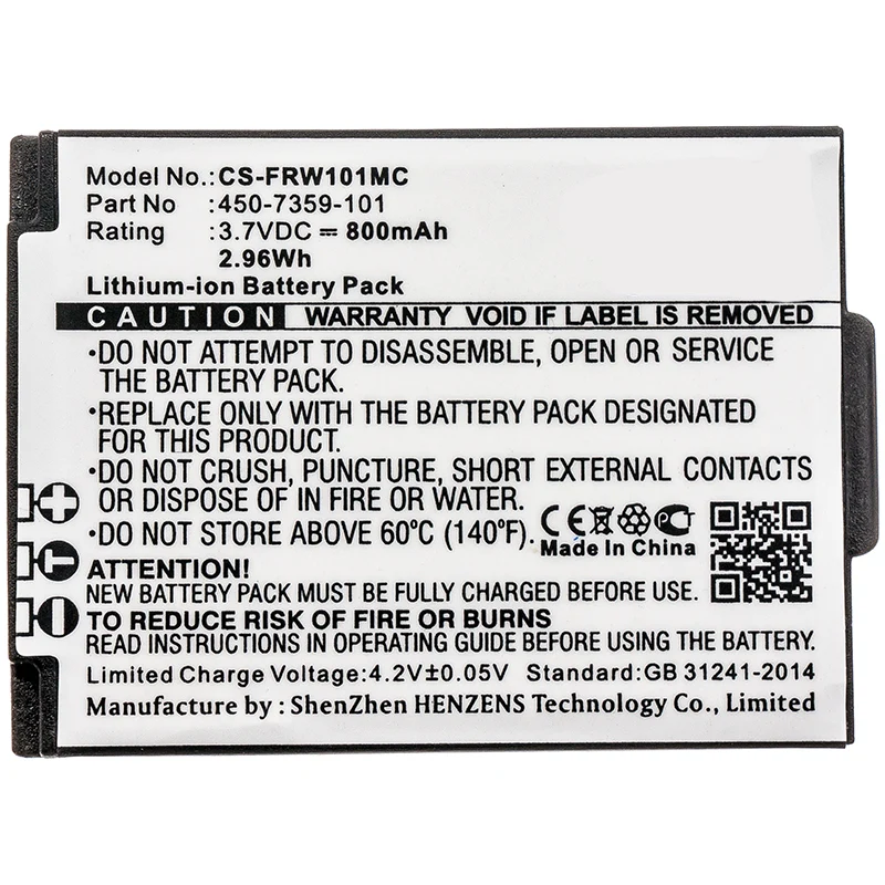 3.7V 800mAh Camera battery for FR Wearable Lifestyle Li-ion