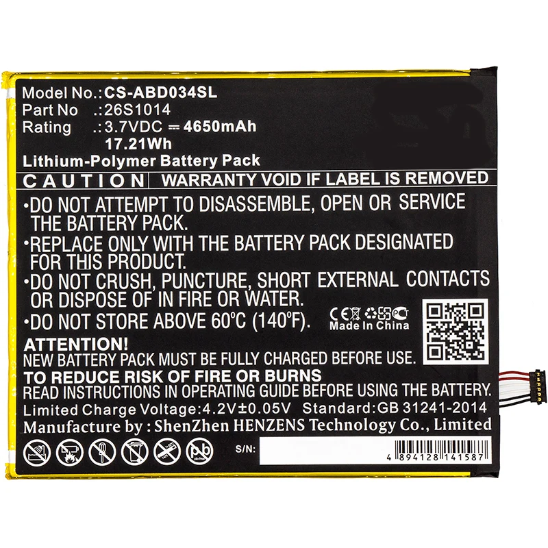 3.7V 4650mAh Tablet Battery for Kindle Fire 8 7 Generation Kindle Fire 8.7 Kindle Fire HD8 8TH L5S83A, SX0340T SX034QT Li-Polymer