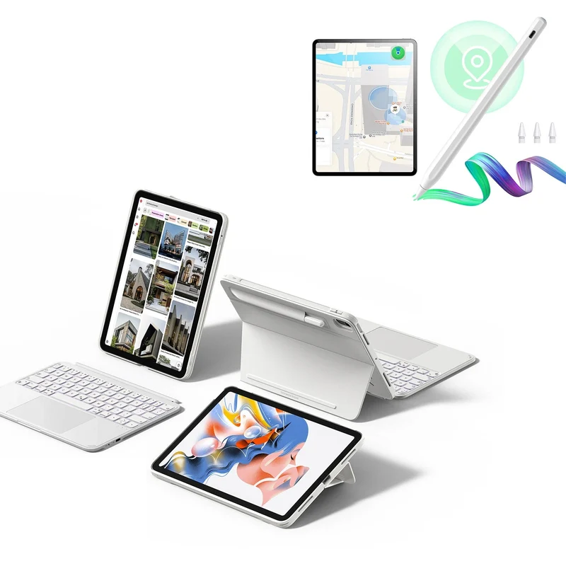 iPad Pro 11" (M5) 2025 Shift Keyboard Case (Detachable) With Geo Pencil Bundle- US Layout - White