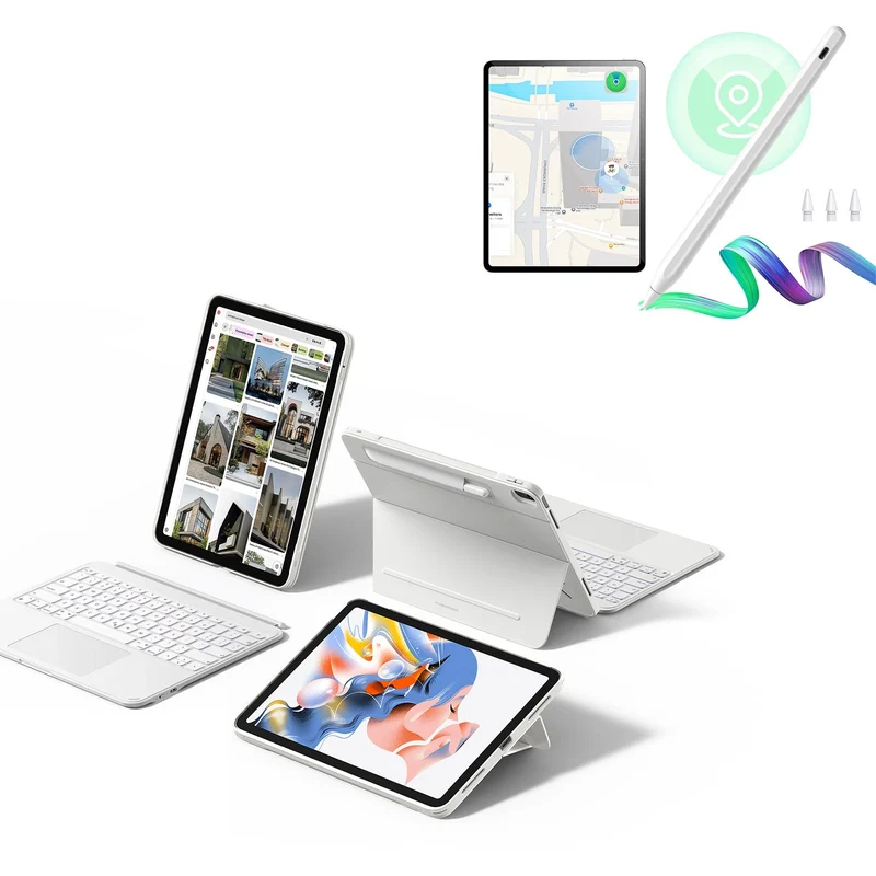 iPad Pro 13" (M4) 2024 Shift Keyboard Case (Detachable) With Geo Pencil Bundle - US Layout - White