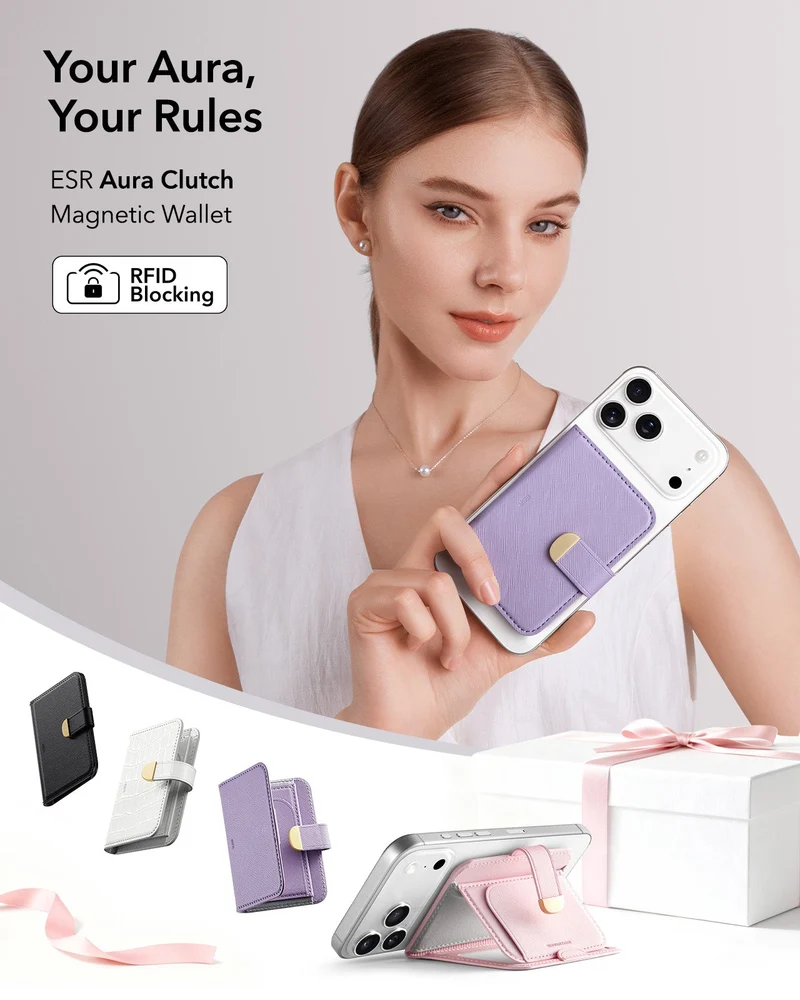 Aura Clutch Magnetic Wallet - Lavender