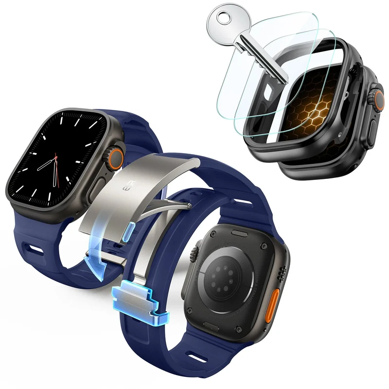 ESR Equinox Watch Band Ultimate Bundle for Apple Watch - Navy Blue Band / Black Case