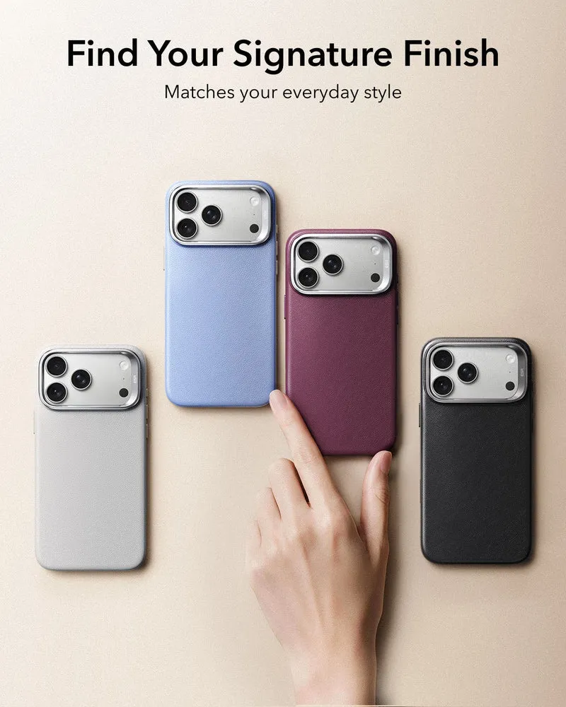iPhone 17 Pro Max Atelier Silicone Leather Magnetic Case with Camera Control and Flex Stand - Deep Burgundy