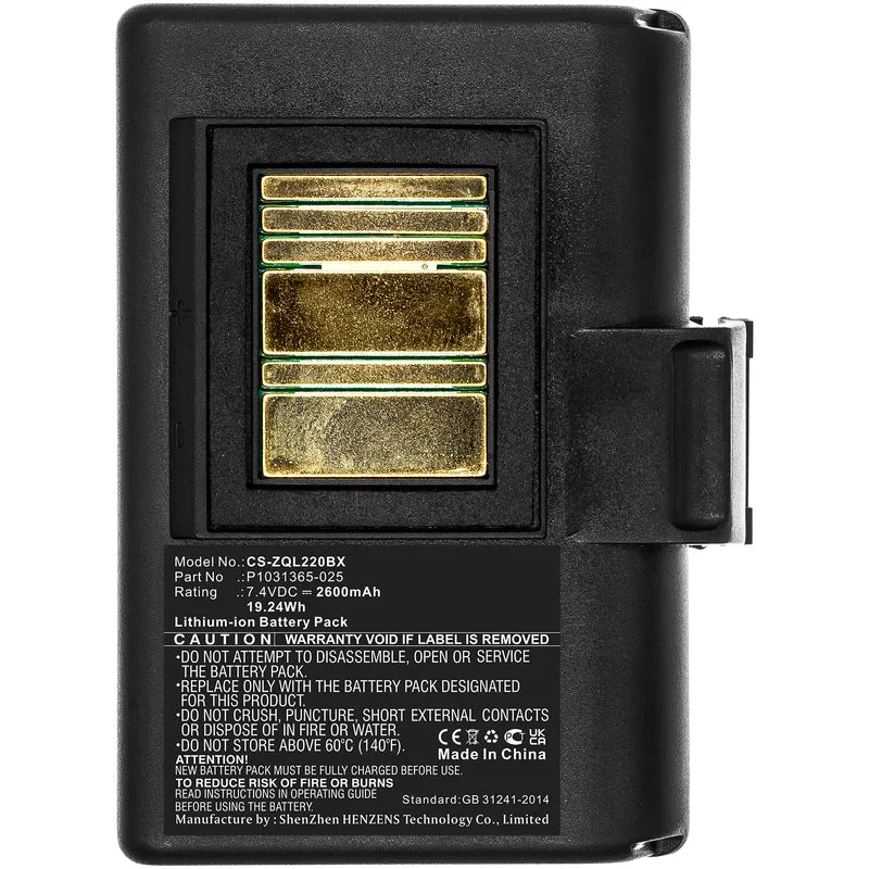 7.4V 2600mAh Portable Printer Battery for ZQ500 ZQ510 ZQ520 ZQ610 ZQ610HC ZQ620 ZQ620HC ZR628 ZR638 Li-ion