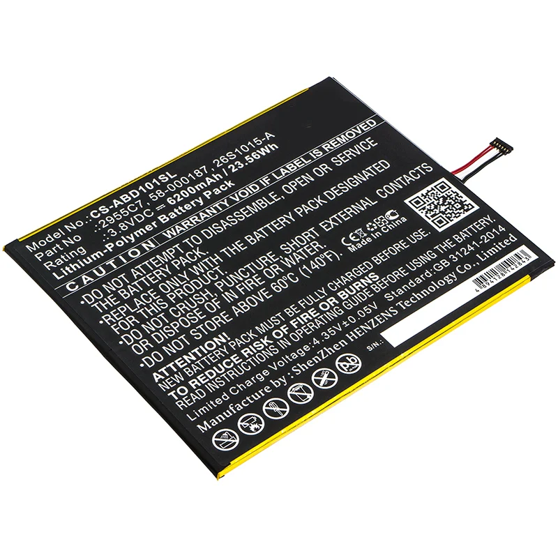 3.8V 6200mAh Tablet Battery for Kindle Fire HD 10.1 Kindle Fire HD 10.1 7th SL056ZE Li-Polymer