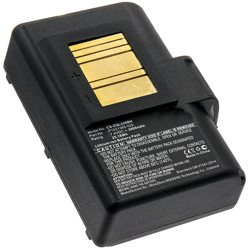 7.4V 3400mAh Portable Printer Battery for ZQ500 ZQ510 ZQ520 ZQ521 ZQ610 ZQ610HC ZQ620 ZQ620HC ZR628 ZR638 Li-ion