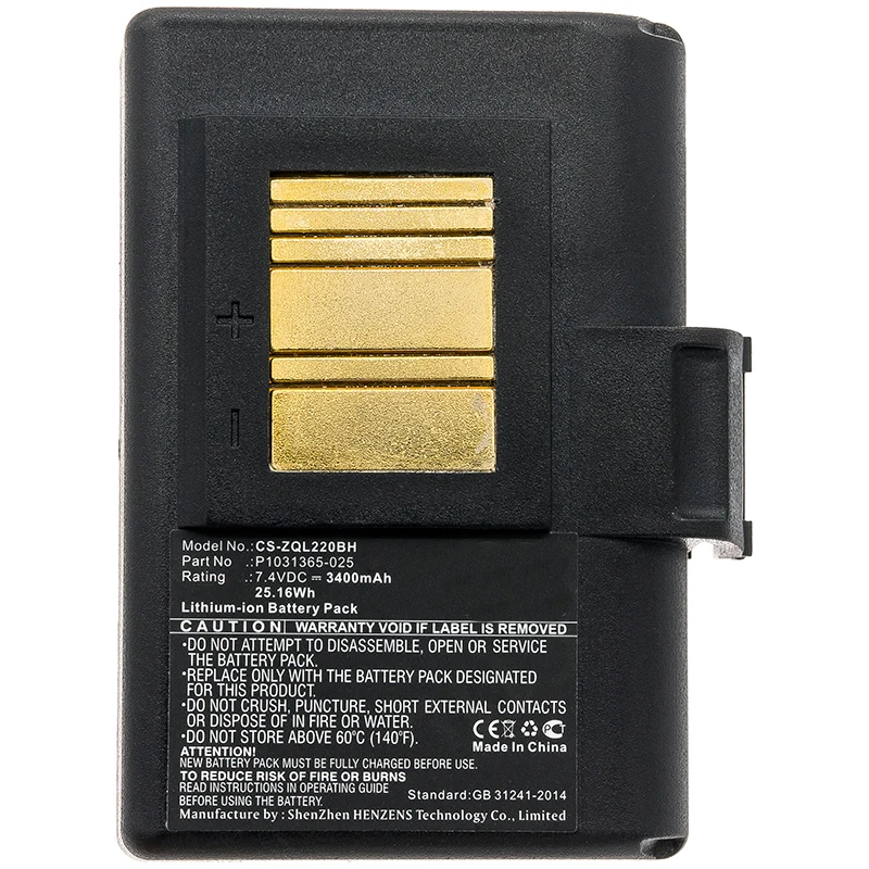 7.4V 3400mAh Portable Printer Battery for ZQ500 ZQ510 ZQ520 ZQ521 ZQ610 ZQ610HC ZQ620 ZQ620HC ZR628 ZR638 Li-ion