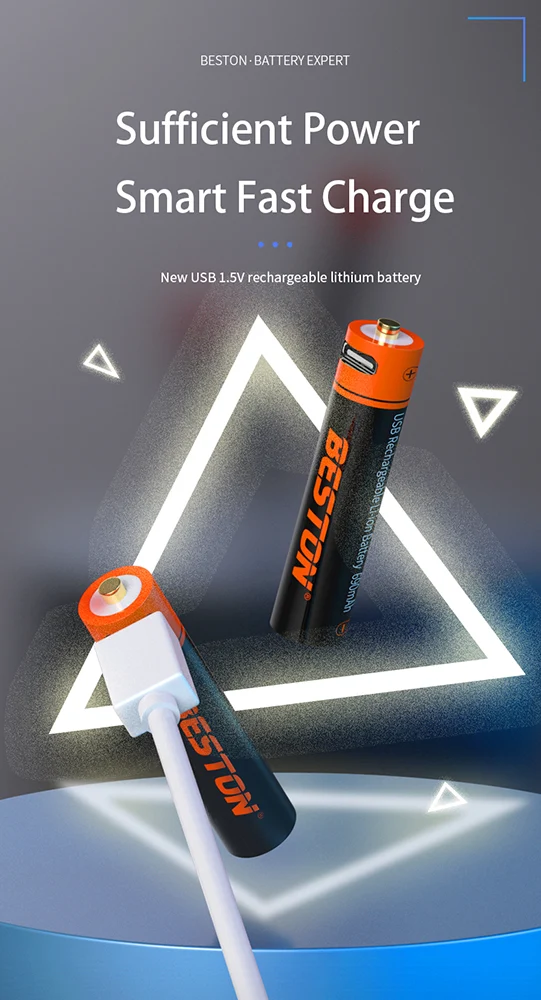 1.5V 1000mWh Beston Micro USB triple AAA Szie li-ion rechargeable battery cell