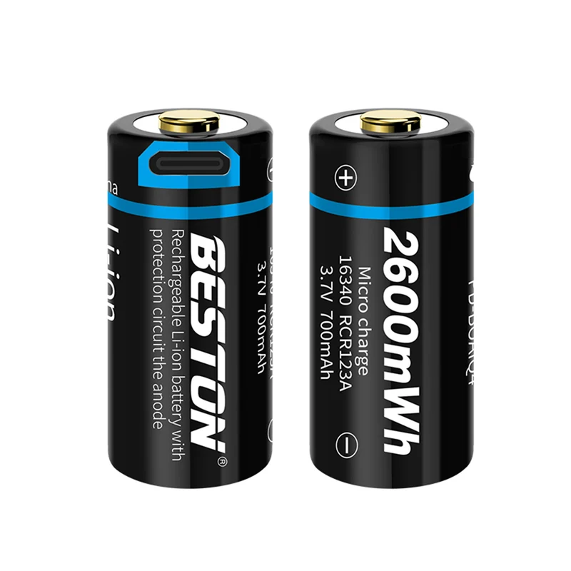 3.7v 650mAh ICR 16340 RCR123A Beston New function li ion USB rechargeable battery
