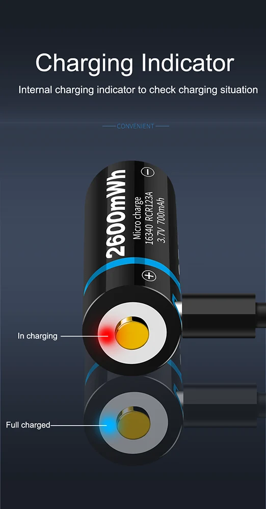 3.7v 650mAh ICR 16340 RCR123A Beston New function li ion USB rechargeable battery