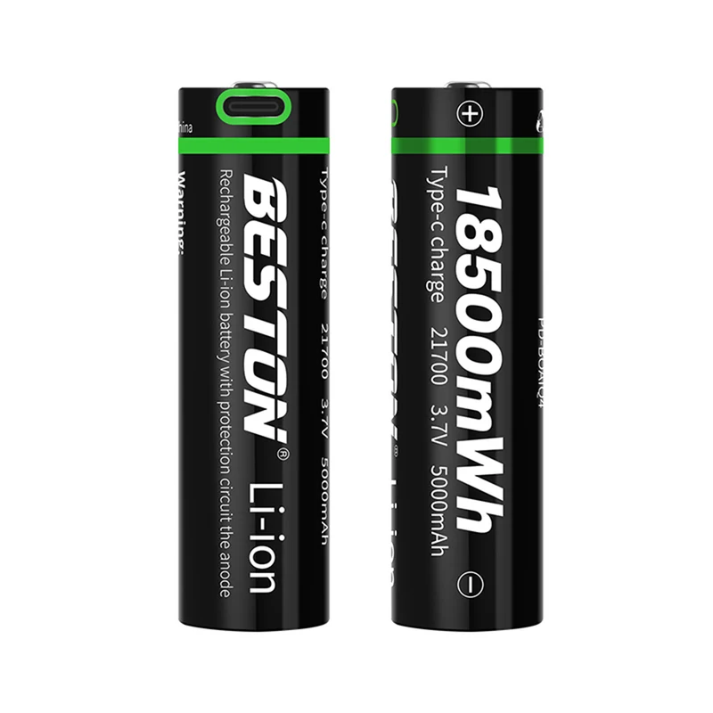 2pcs 21700 3.7V 5000mAh Type-C Rechargeable Lithium Battery for Torch