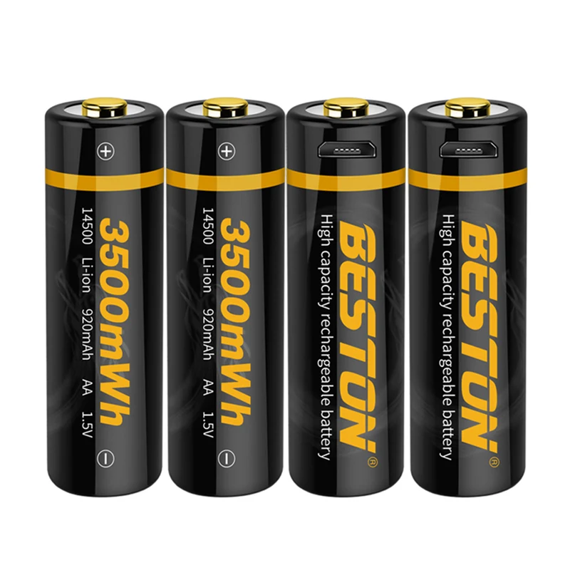 1.5V Lithium Battery Cell 3500mWh Beston Long Lasting USB Rechargeable Double A Li-ion Batteries