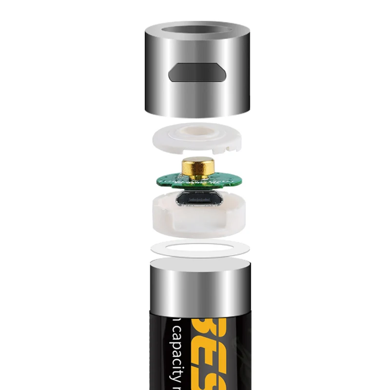 1.5V Lithium Battery Cell 3500mWh Beston Long Lasting USB Rechargeable Double A Li-ion Batteries