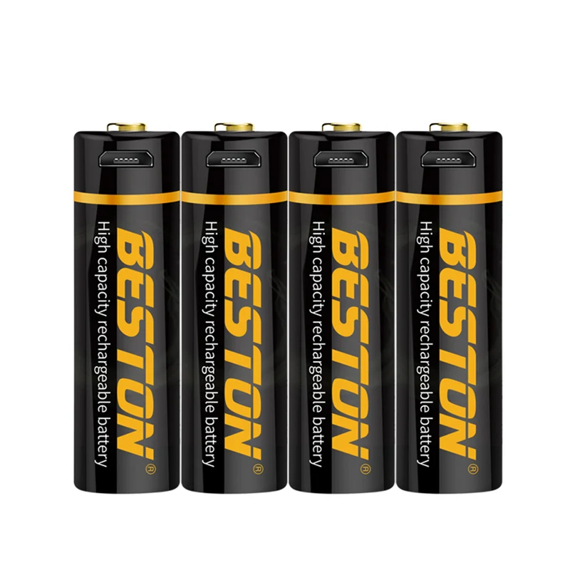 1.5V Lithium Battery Cell 3500mWh Beston Long Lasting USB Rechargeable Double A Li-ion Batteries
