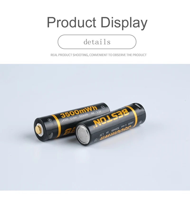 1.5V Lithium Battery Cell 3500mWh Beston Long Lasting USB Rechargeable Double A Li-ion Batteries