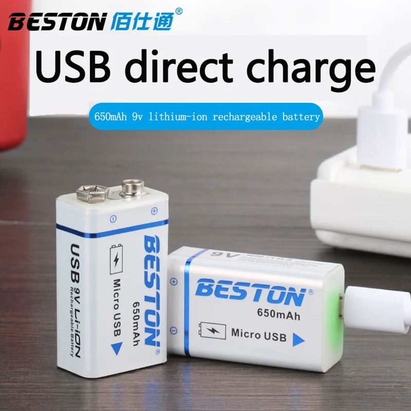USB 9v 650mAh BESTON High quality Li ion Lithium Rechargeable Battery for Multimeter and Electronic Instrument