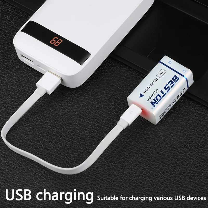 USB 9v 650mAh BESTON High quality Li ion Lithium Rechargeable Battery for Multimeter and Electronic Instrument