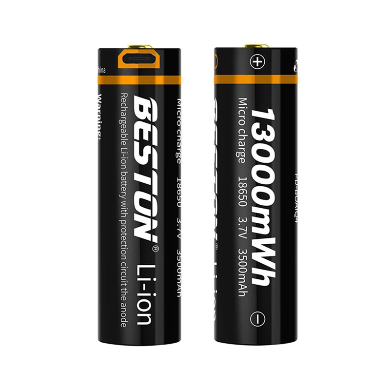 3.6V 18650 USB Rechargeable Lithium Battery Beston 3500mAh Li-ion Batteries for Flashlight