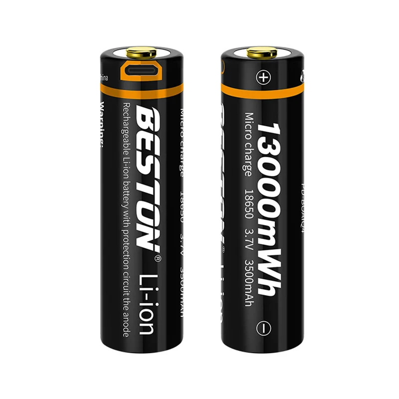 3.6V 18650 USB Rechargeable Lithium Battery Beston 3500mAh Li-ion Batteries for Flashlight