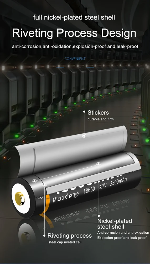 3.6V 18650 USB Rechargeable Lithium Battery Beston 3500mAh Li-ion Batteries for Flashlight