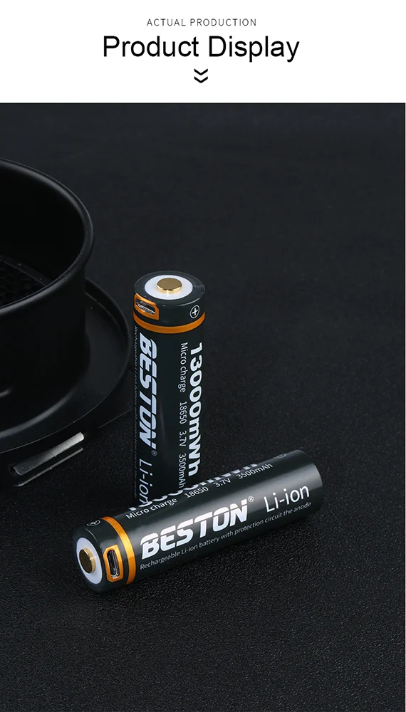 3.6V 18650 USB Rechargeable Lithium Battery Beston 3500mAh Li-ion Batteries for Flashlight
