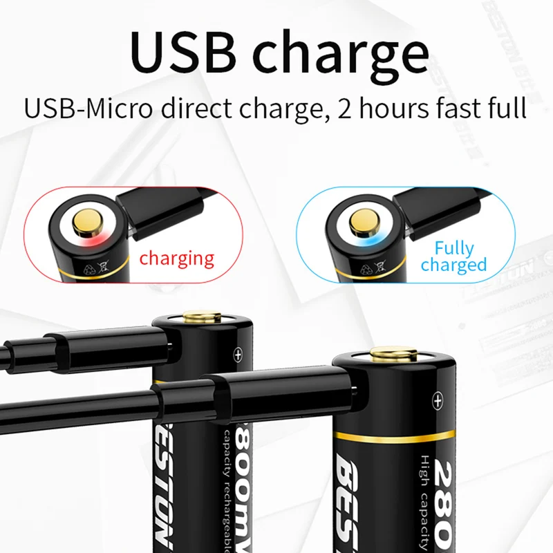 Micro USB 1.5V Li-ion BESTON Rechargeable AA Battery for Toys