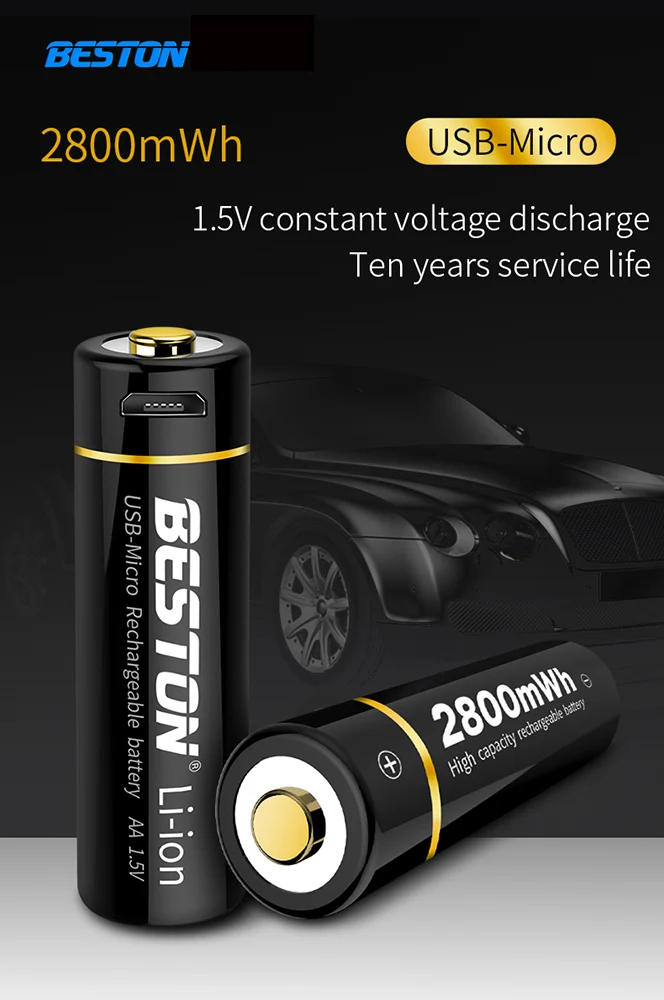 Micro USB 1.5V Li-ion BESTON Rechargeable AA Battery for Toys