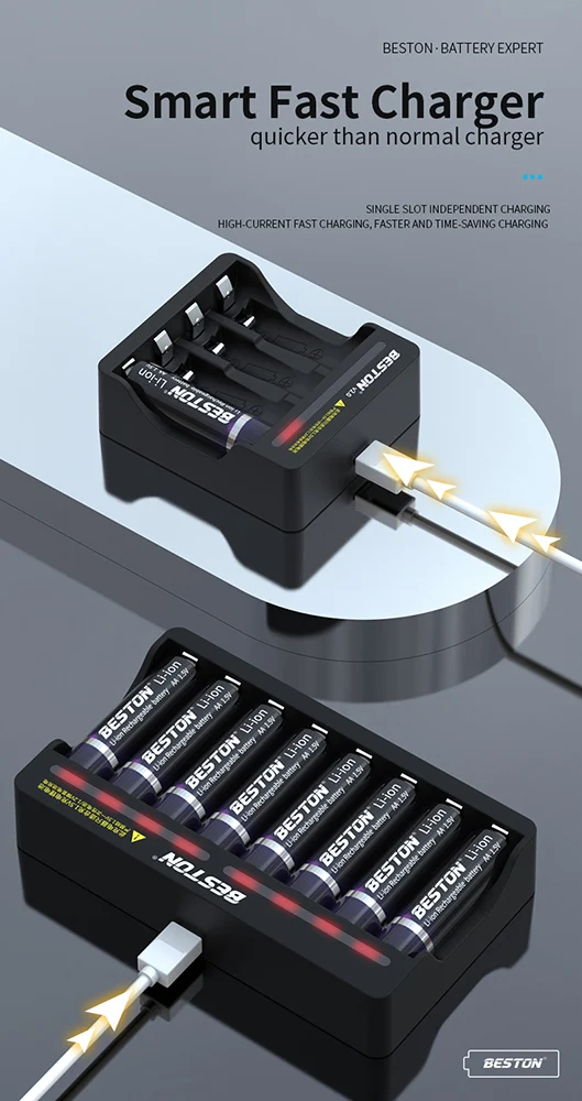 8 slots 1.5 LI-ion lithium battery smart charger quick charger BESTON high quality