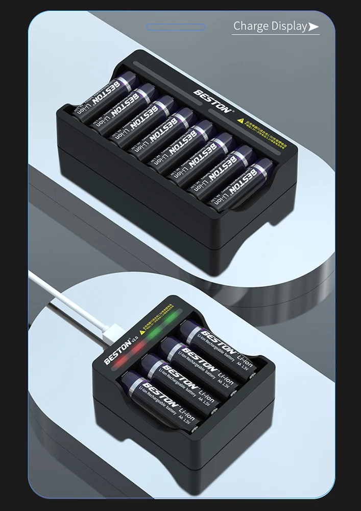 8 slots 1.5 LI-ion lithium battery smart charger quick charger BESTON high quality