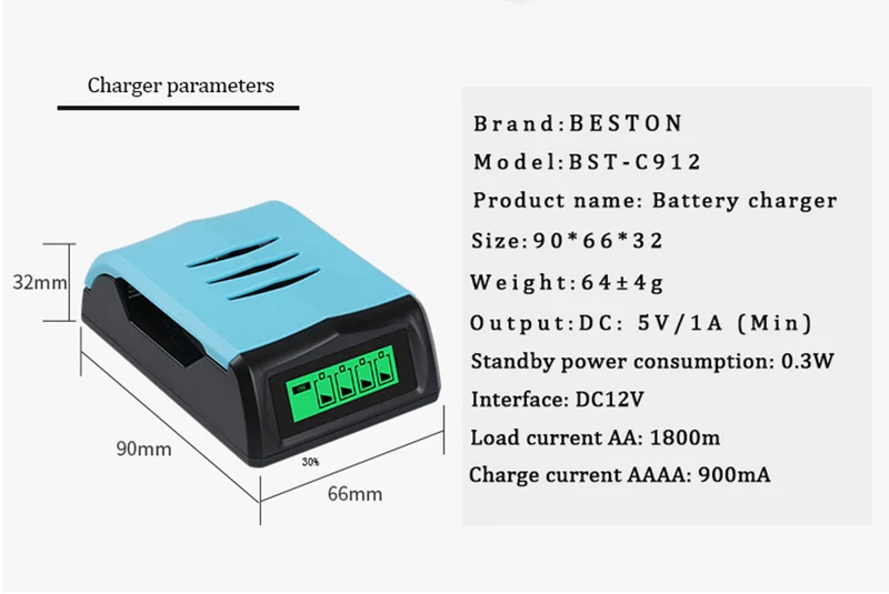 high quality LCD display fast charger Beston C9001 for AA/AAA Ni-MH battery