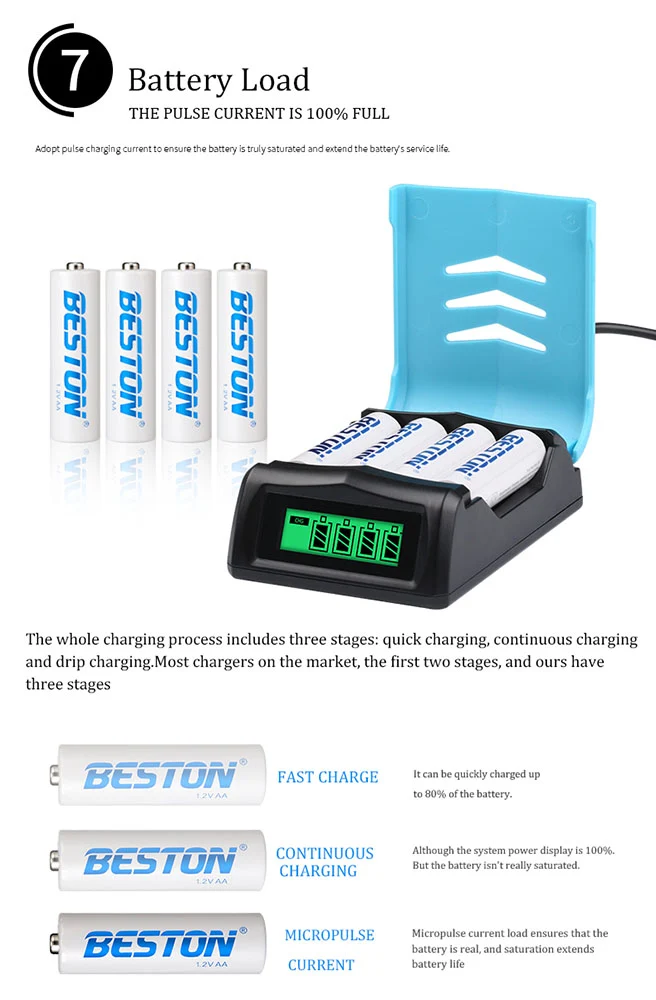 high quality LCD display fast charger Beston C9001 for AA/AAA Ni-MH battery