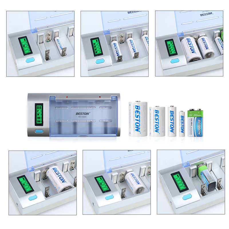 D,C,AA,AAA,9V Beston multifunction universal charger Smart