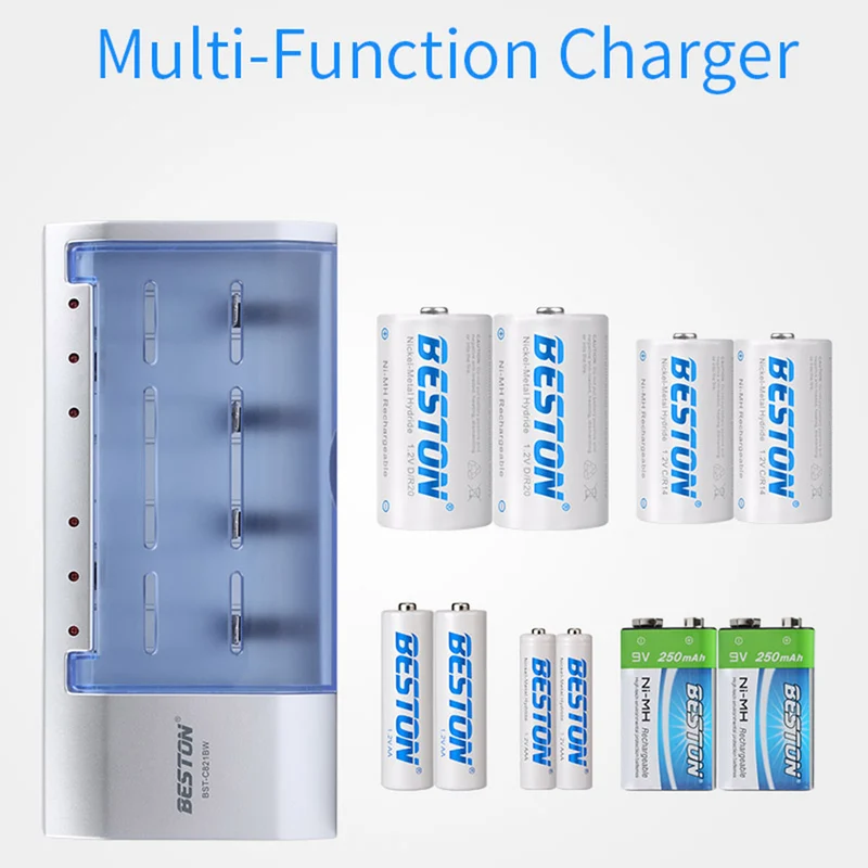 multi-function C821BW universal Smart D,C,AA,AAA,9V battery charger Beston