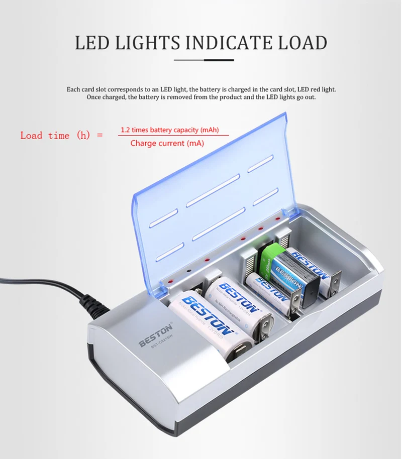multi-function C821BW universal Smart D,C,AA,AAA,9V battery charger Beston