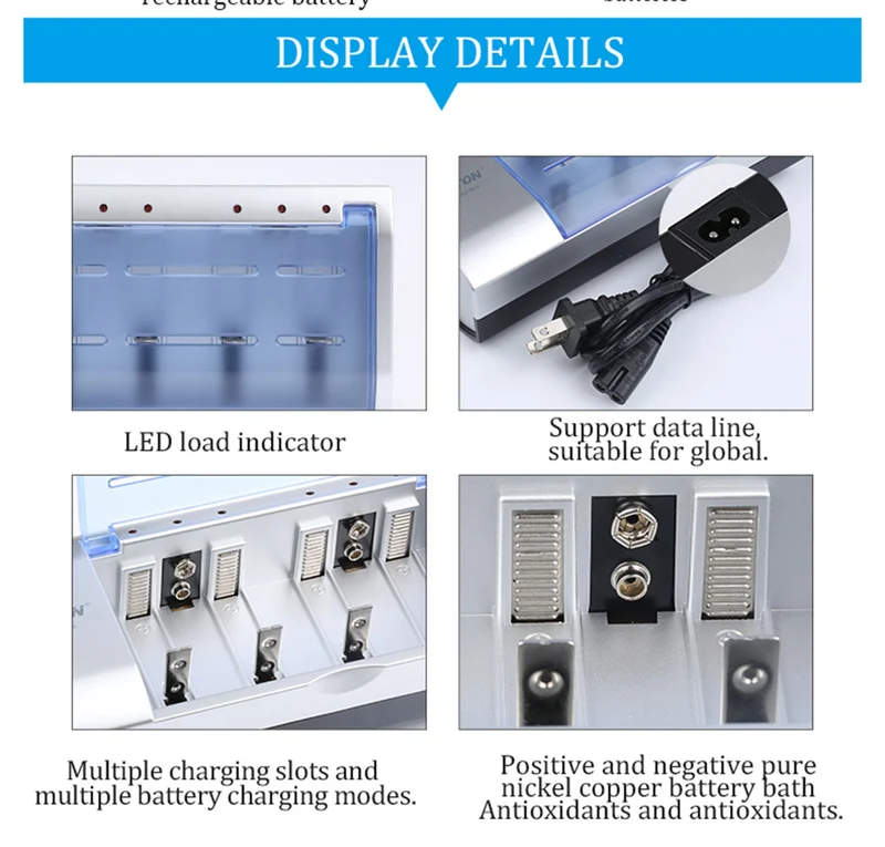 multi-function C821BW universal Smart D,C,AA,AAA,9V battery charger Beston