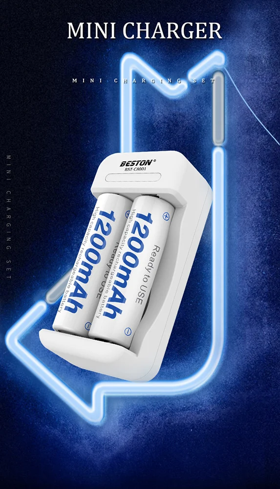 Intelligent USB charger with 2 slots for rechargeable AA AAA Ni-MH charger Beston