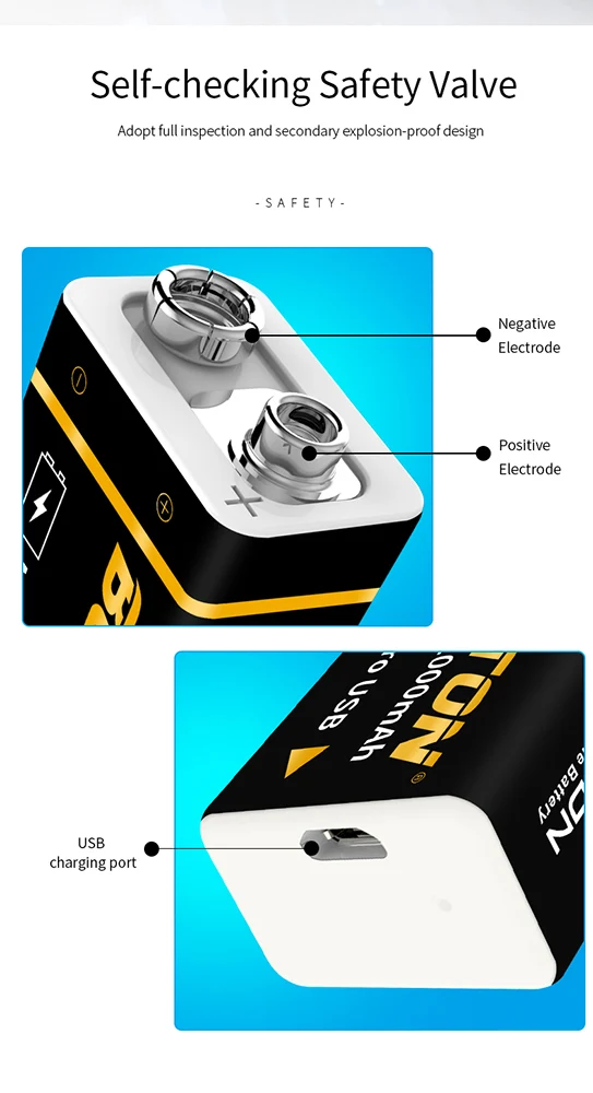 1000mAh BESTON High quality Micro USB 9V li-ion Rechargeable Battery for Multimeter and Electronic Instrument