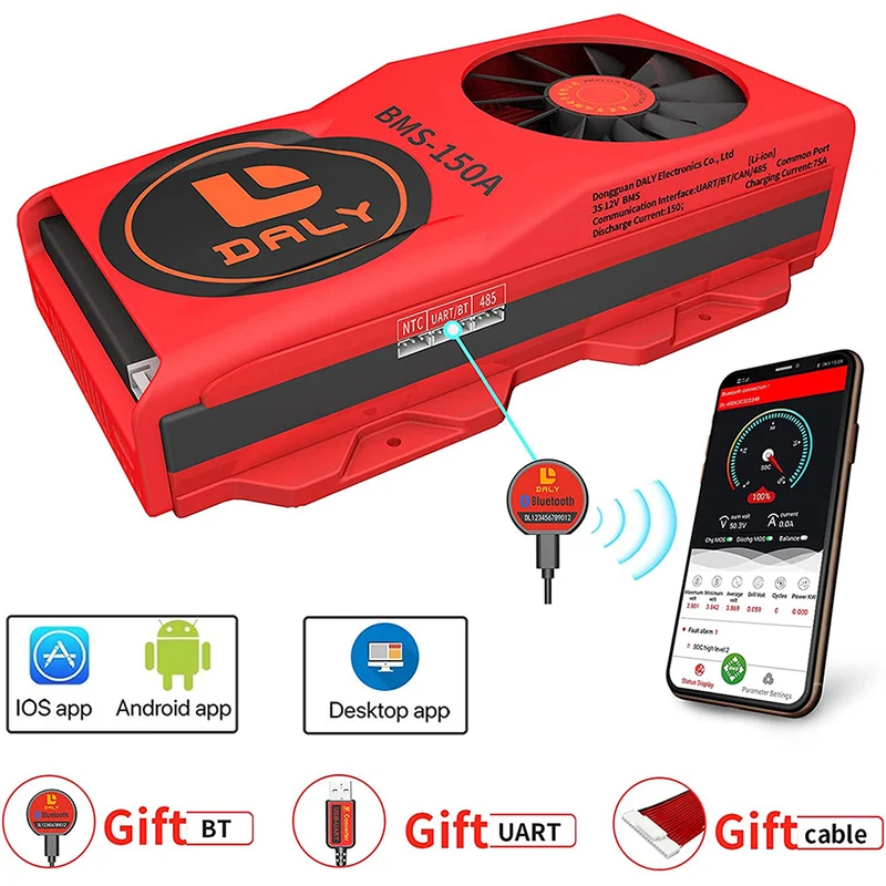 Daly smart bms Li-ion 3S 12V 150A bluetooth BMS FAN board