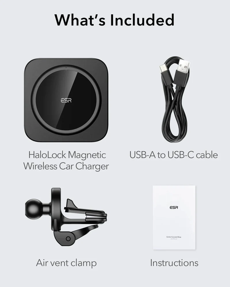 Magnetic Wireless Car Charger and AirPods Pro 3 Orbit Case Bundle-Black